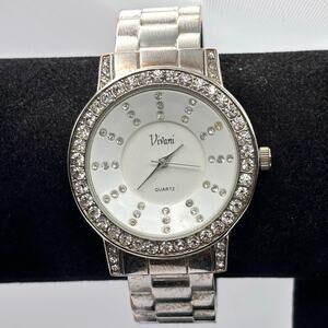 Silver Crystal Vivani Cuff Watch